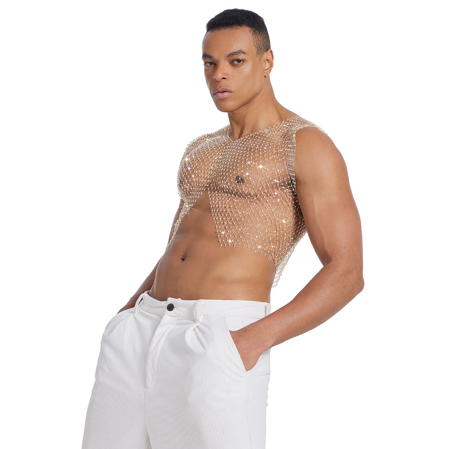 Crystal Veil Fishnet Top
