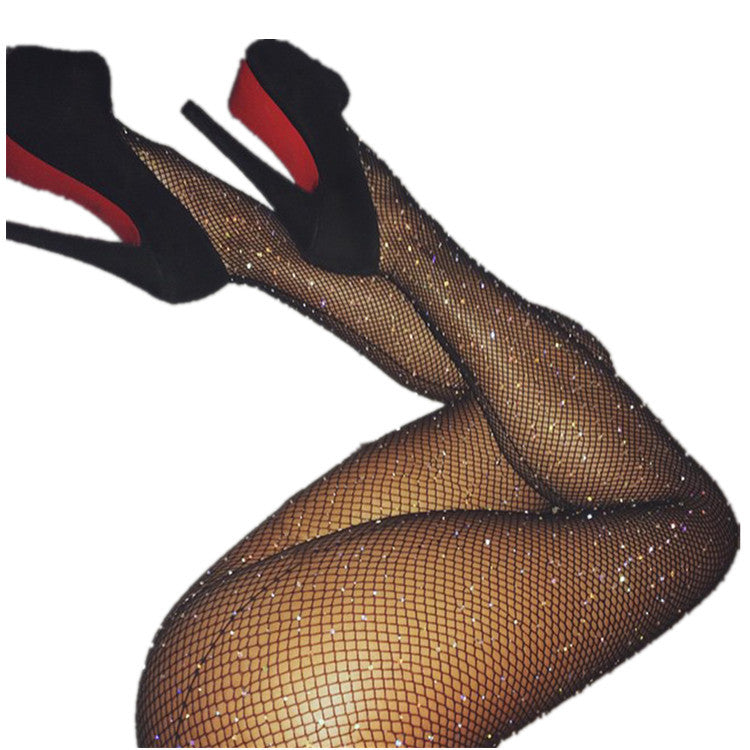 Cosmic Spark Rhinestone Mesh Stockings