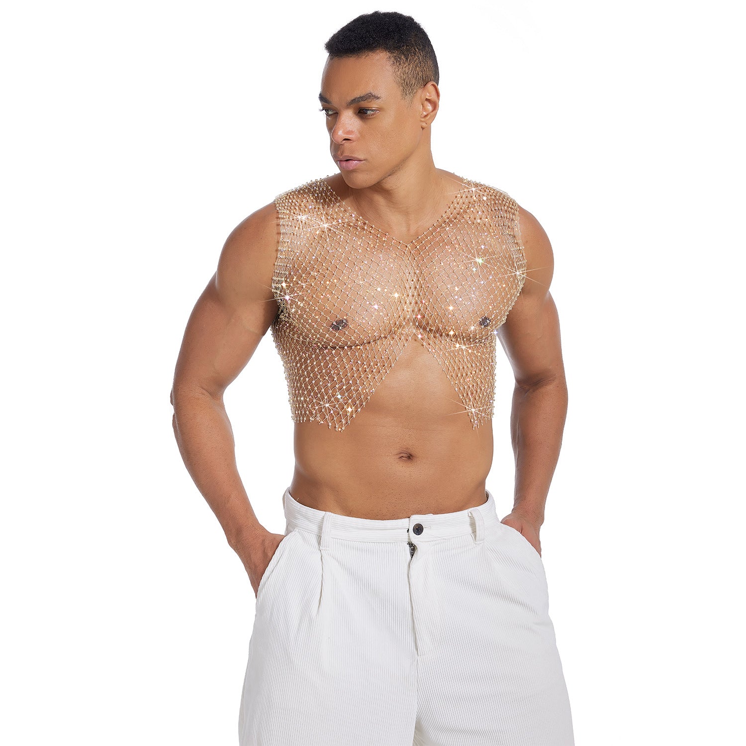 Crystal Veil Fishnet Top